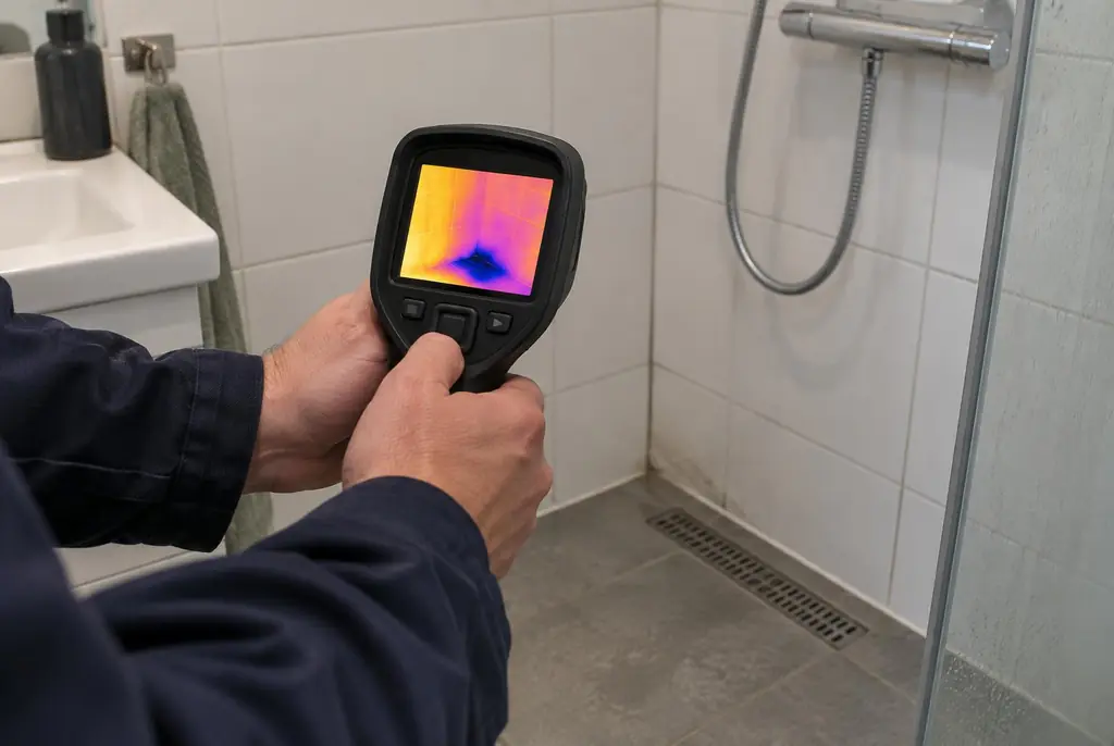 Lekdetectie Kortenhoef – lekdetectiespecialist met warmtebeeldcamera in een badkamer