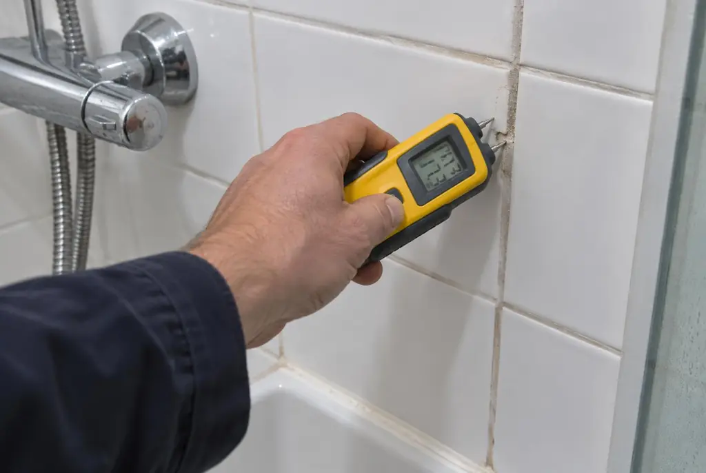 Lekdetectie Kortenhoef – vochtmeter op badkamertegels bij de douche